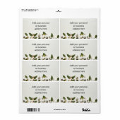 緑の葉 白いジングルベル 配送ラベル ラベル (フルシート)