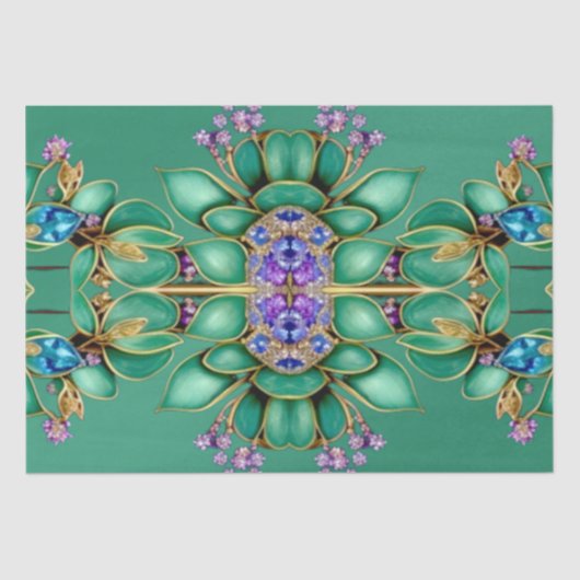 緑の葉 紫の宝石 ティッシュペーパー 薄葉紙 (正面)