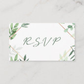緑の葉、結婚式への出欠確認 エンクロージャーカード (正面)