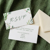 緑の葉、結婚式への出欠返信 エンクロージャーカード