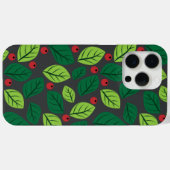 緑の葉、赤い実、葉のパターン Case-Mate iPhoneケース (裏面 (横))