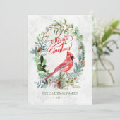 緑の葉、（鳥）ショウジョウコウカンチョウバードクリスマス 招待状 (スタンド正面)