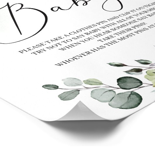 緑の葉bohoはベビーゲームのサインを言わない ポスター (角)