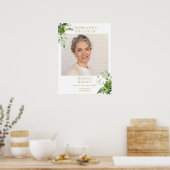 緑の葬儀お祝いの生命写真のサイン ポスター (キッチン)