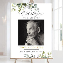 緑の葬儀ウェルカムサイン、印刷可能な植物学