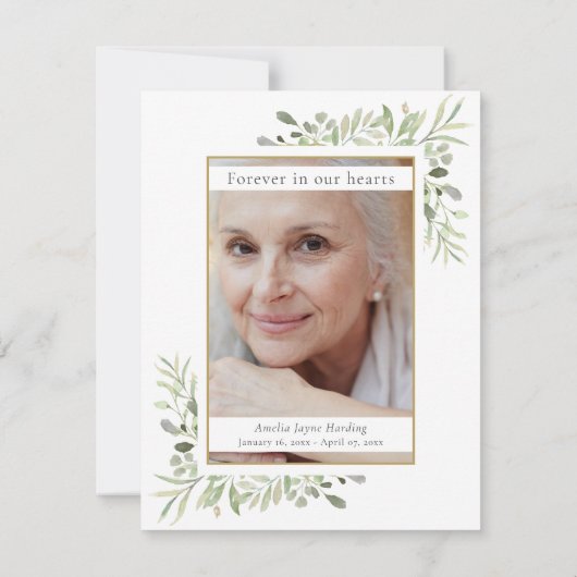 緑の葬儀写真サンキューカード サンキューカード (裏面)