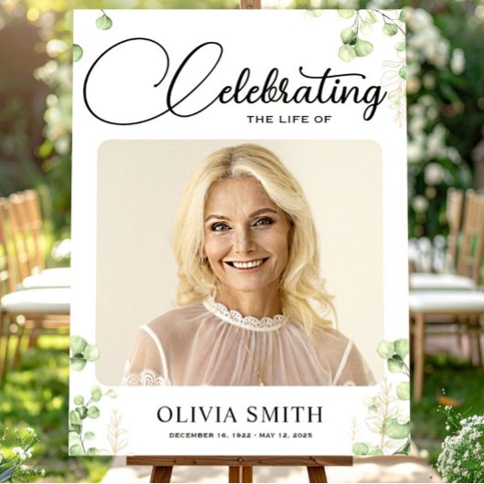 緑の葬儀写真記念ウェルカムサイン ポスター