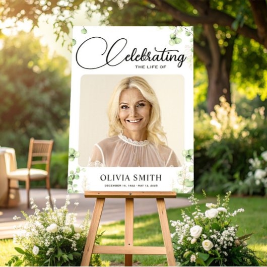 緑の葬儀写真記念ウェルカムサイン ポスター