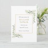 緑の葬儀悔やみや弔慰メモリアル祈りの言葉カード (スタンド正面)