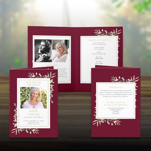 緑の葬儀記念折り畳み式奉仕順 プログラム