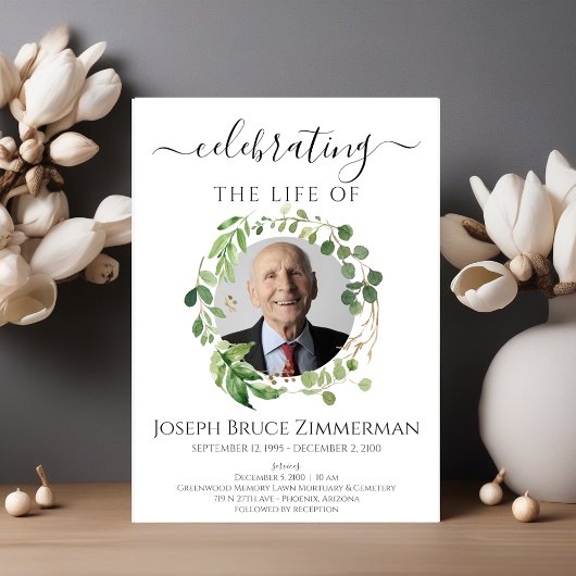 緑の葬儀記念撮影 招待状