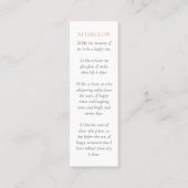 緑の葬儀記念詩フォトブックマークカード スキニー名刺 (裏面)