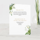 緑の葬儀追悼式を折り畳んだ プログラム (裏面)