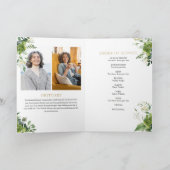 緑の葬儀追悼式を折り畳んだ プログラム (内部)