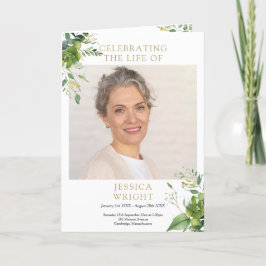 緑の葬儀追悼式を折り畳んだ プログラム