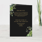 緑の葬儀追悼式を折り畳んだ プログラム (裏面)