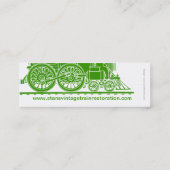 緑の蒸気の列車のレストアラーの細い名刺 スキニー名刺 (裏面)