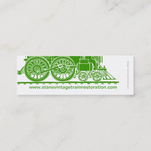 緑の蒸気の列車のレストアラーの細い名刺 スキニー名刺 (裏面)