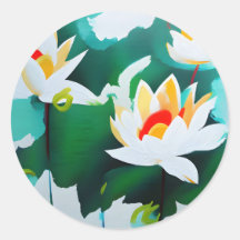 緑の蓮の白い花葉三