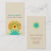 緑の蓮の花のロゴヨガダマスコヒーリングヘルス 名刺 (正面/裏面)