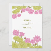 緑の蓮の花結婚のインディアン感謝していユー 招待状 (裏面)