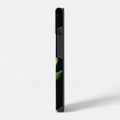 緑の蓮の花 ブラック iPhoneケース (左側面)