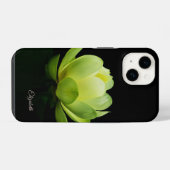 緑の蓮の花 ブラック iPhoneケース (裏面横)