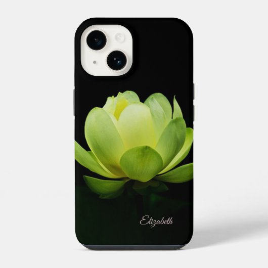 緑の蓮の花 ブラック iPhoneケース (裏面)