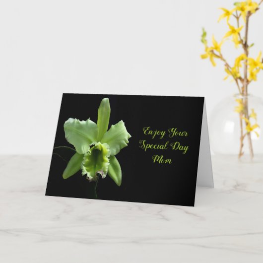 緑の蘭のお母さんの母の日のカード カード (黄色い花)