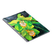 緑の蘭の水彩画ポップ・アートの術 ノートブック (右側)