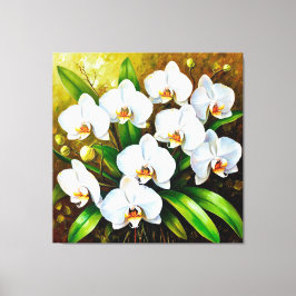 緑の蘭の白離れい キャンバスプリント