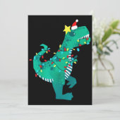緑の虹の恐竜の咆哮 クリスマス冬 シーズンカード (スタンド正面)