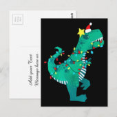 緑の虹の恐竜の咆哮 クリスマス ウィンター ポストカード (正面/裏面)