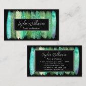 緑の虹色ブラシストローク 名刺 (正面/裏面)