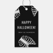 緑の蛇のハロウィン骸骨リブケージ ギフトタグ (裏面)