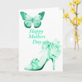 緑の蝶と靴 カード (黄色い花)