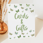 緑の蝶のカードとギフトパーティーのサイン 台座サイン