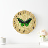 緑の蝶のフローラ時計 ラージ壁時計 (ホーム)