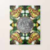 緑の蝶のポーズ付けフレーム自分の写真を作成 ジグソーパズル (縦)