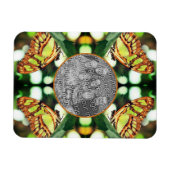 緑の蝶のポーズ付けフレーム自分の写真を作成 マグネット (横)