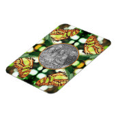 緑の蝶のポーズ付けフレーム自分の写真を作成 マグネット (左側)