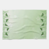 緑の蝶のライトグリーン – ロマンチック キッチンタオル (横)