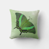 緑の蝶のライトグリーン – ロマンチック クッション (正面)