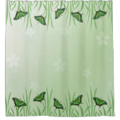 緑の蝶のライトグリーン – ロマンチック シャワーカーテン (正面)