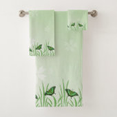 緑の蝶のライトグリーン – ロマンチック バスタオルセット (インサイチュ)