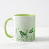 緑の蝶のライトグリーン – ロマンチック マグカップ (左)