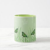 緑の蝶のライトグリーン – ロマンチック マグカップ (中央)