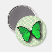 緑の蝶のヴィンテージパターン マグネット (正面/裏面)