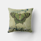 緑の蝶は装飾用クッションを信じます クッション (裏面)