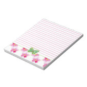 緑の蝶ピンクの水色の花が並んだ ノートパッド (回転)